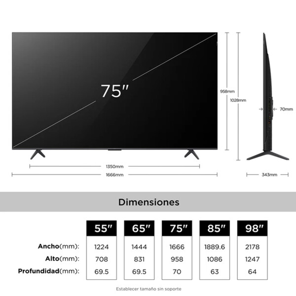 Smart Tv Tcl 75" Qled 4k 85p7l TV 75 TCL QLED MINI LED 75P8L