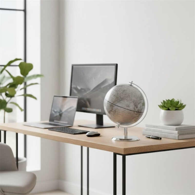 Globo Terraqueo Metal 23x31cm - Plateado Globo Terraqueo Metal 23x31cm - Plateado