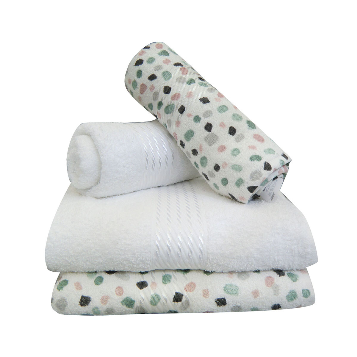 Set X 4 Toallas Prisma Dohler Estampadas 100% Algodón - BLANCO 