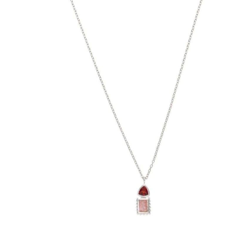 Cadena Pendiente-Plata 925-Piedra Granate y Cuarzo Cherry-CD2009 Conpiedra