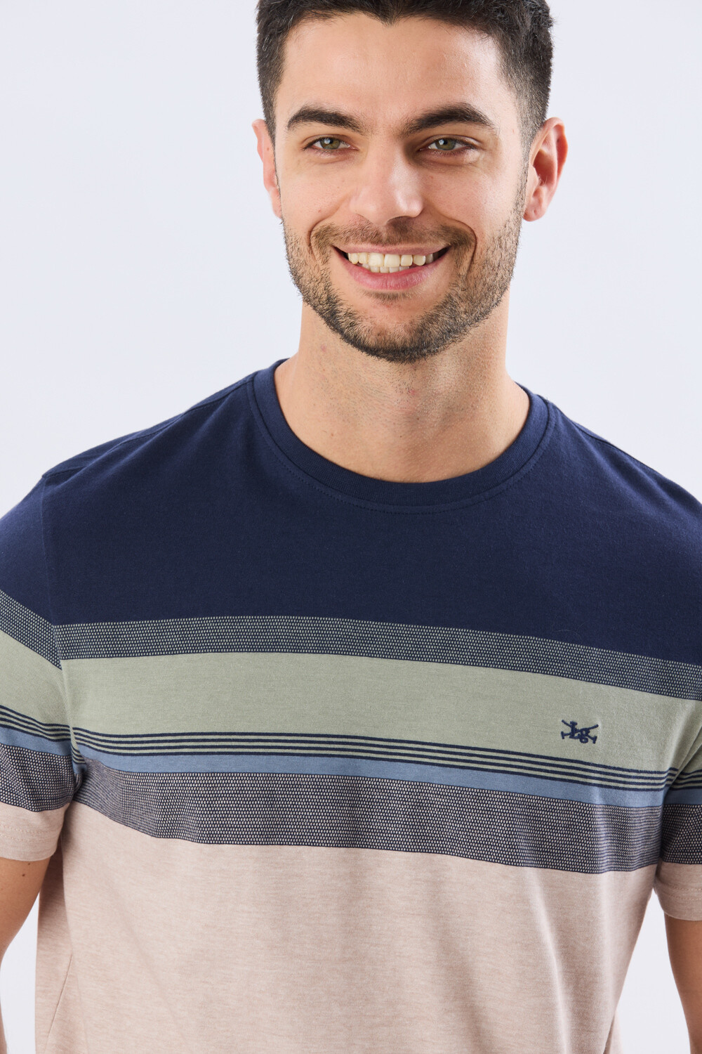REMERA RAYADA DE ALGODÓN Beige