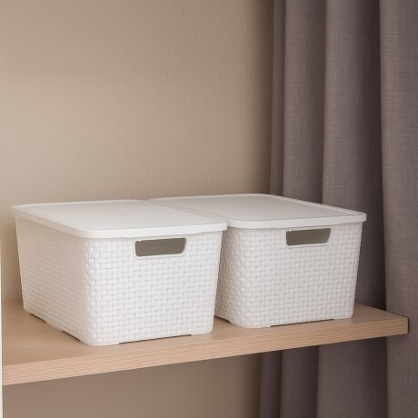 Set x2 caja simil ratán 7 lts BLANCO
