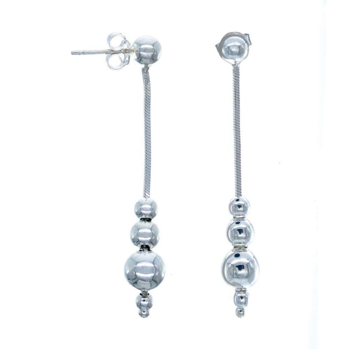 Caravanas Largas De Plata 925 - Cuatro Cuentas 