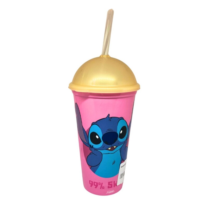 Vaso 500 Ml C/Pajita Plástico Stitch BAZAR PLASTICO VASO 500 ML C/PAJITA STITCH 15831 -