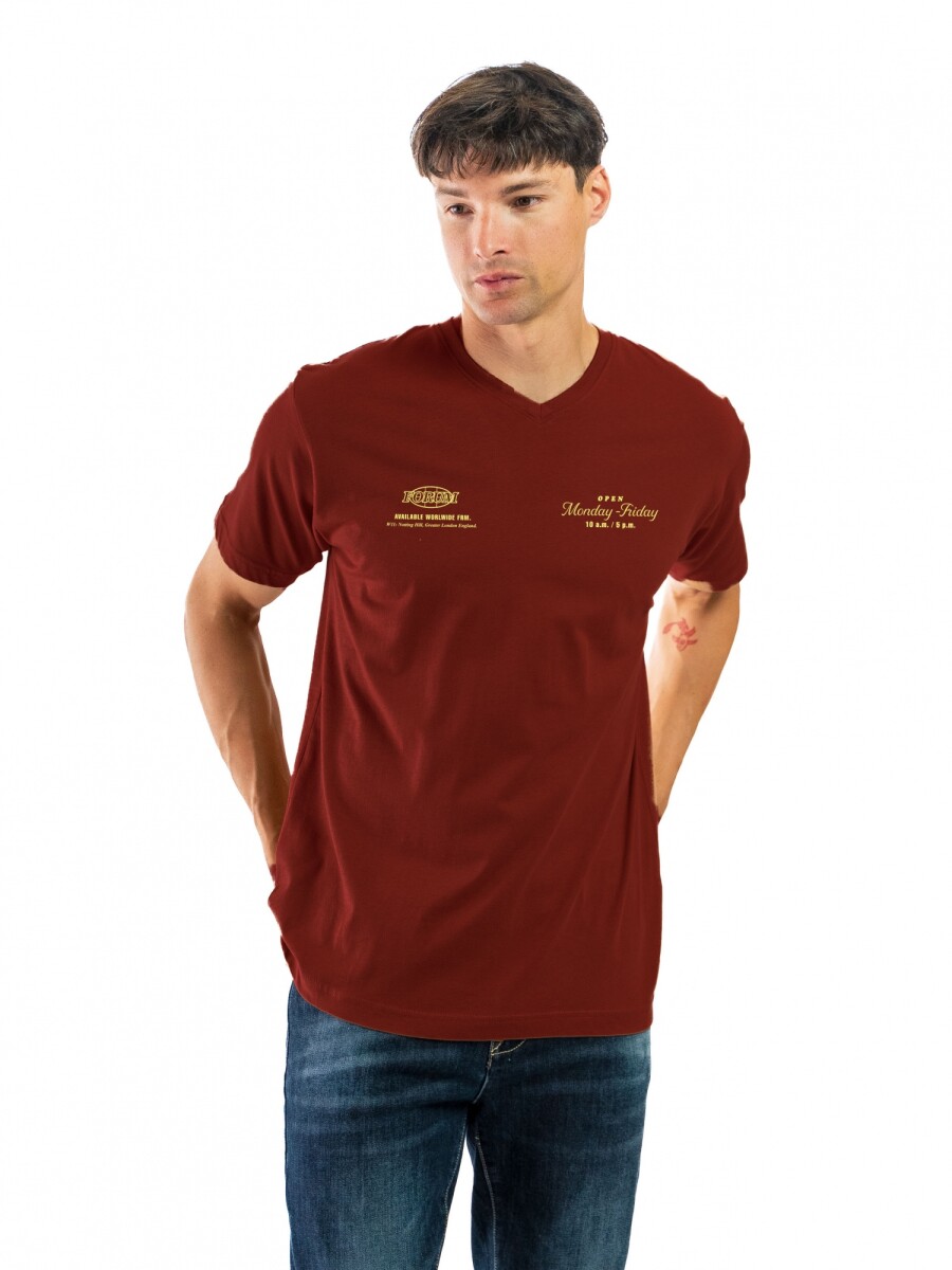 Remera Estampada C/V BGDH REVB-21 - Bordo/ Ciudades 022 