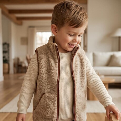 Chaleco Piel Forrado Beige Chaleco Piel Forrado Beige