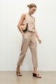 Pantalon capri lino detalle desflecado tostado melange