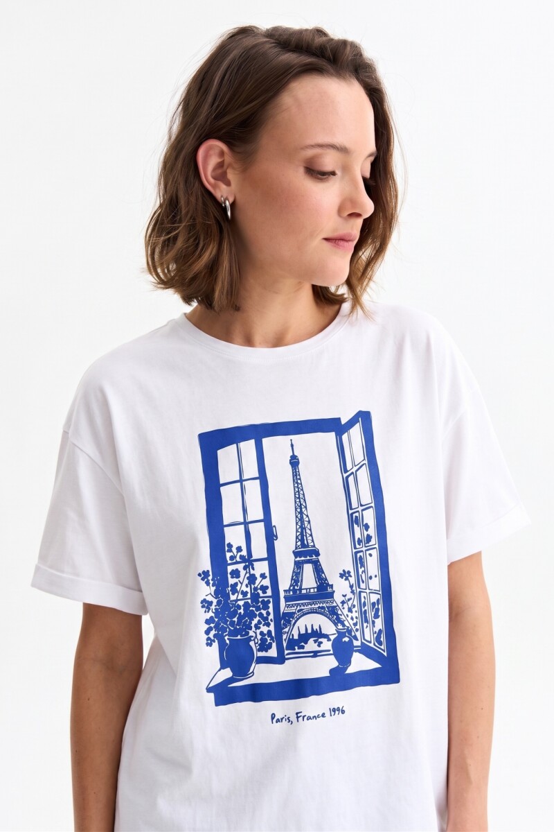 Remera m/c estampada colección Paris BLANCO