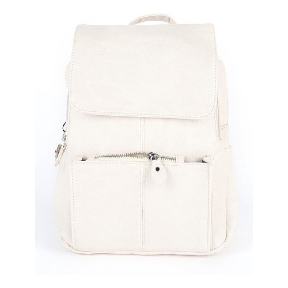 Mochila Canva Con Tapa Y Doble Cierre de cuero sintético - Blanco 