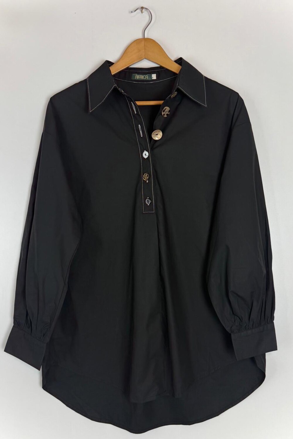 CAMISA ALGODON RIZO NEGRO