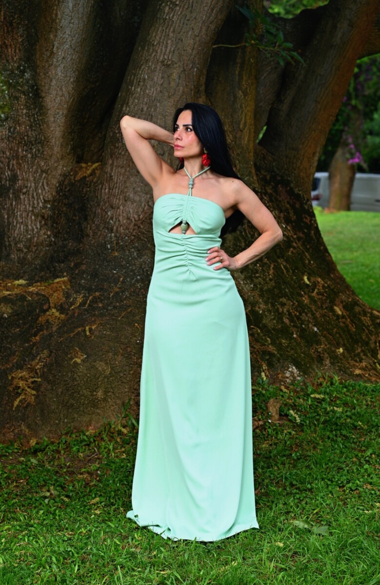 Vestido largo Ginevra - Verde Agua 