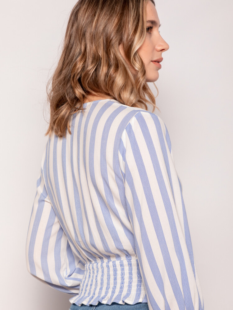 BLUSA HORTENSIA - Blanco/Azul — Allie