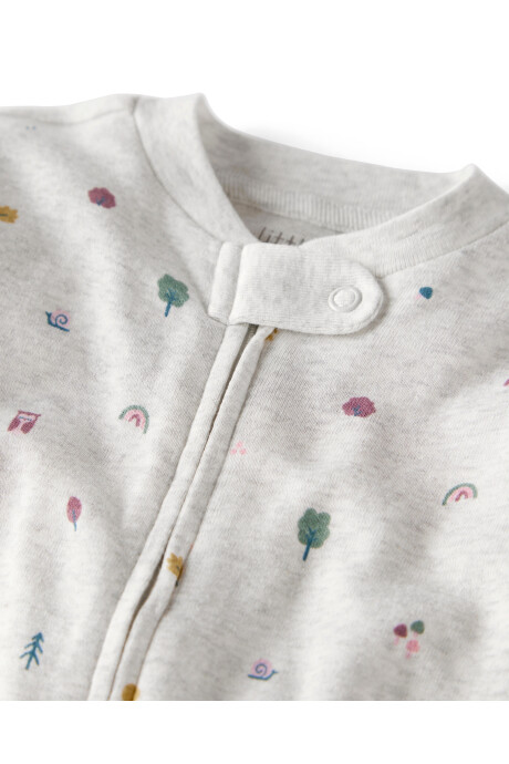 Pijama una pieza de algodón orgánico, con pie, estampado Sin color