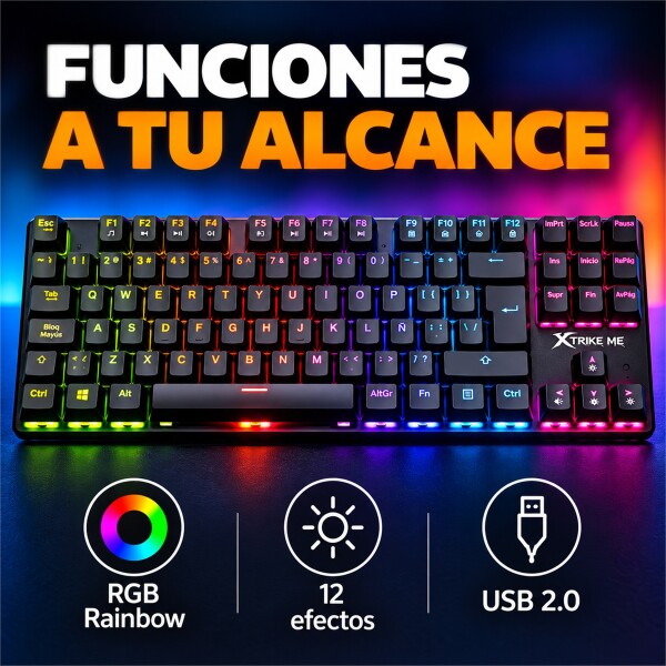 Teclado Gamer Mecánico RGB Xtrike Me GK-989B Anti-ghosting Color Negro