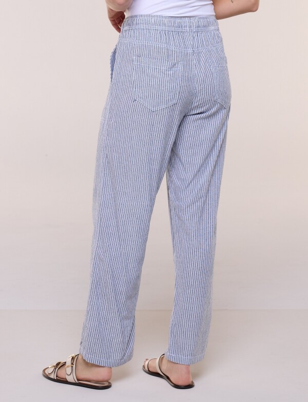 Pantalón Lino BLANCO/AZUL