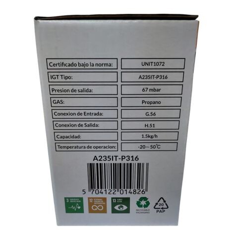 Valvula Supergas IGT 67 Mbar, Dinamarca Valvula Supergas IGT 67 Mbar, Dinamarca