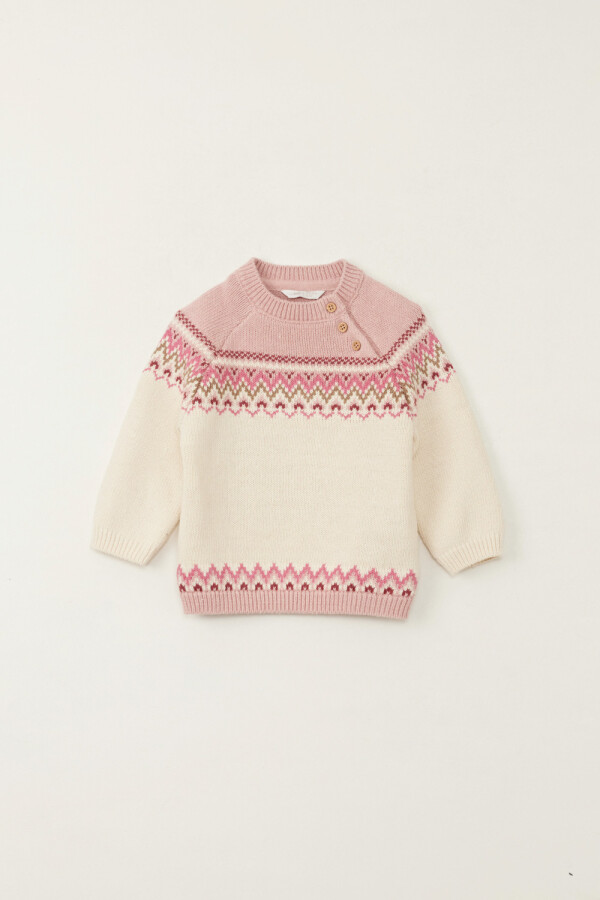 Buzo punto intarsia Crudo
