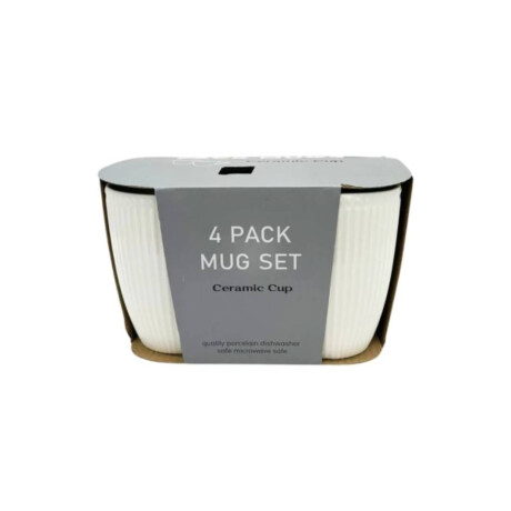 SET X4 TAZAS DISEÑO RAYAS 360ML 8.5X10.5CM BLANCO