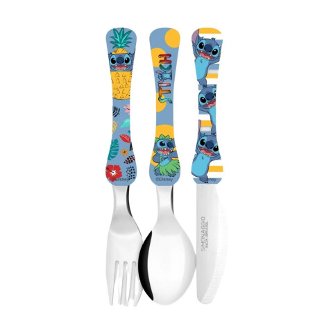 Set X3 Cubiertos Infantiles Simonaggio 15 cm Stitch