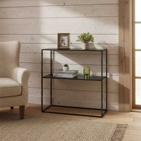 Consola 2 Niveles 78X27X78Cm Metal Negro