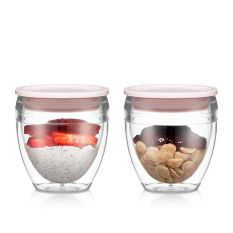 Set X2 Vaso Doble Pared 250Ml C/Tapa Colores Pavina