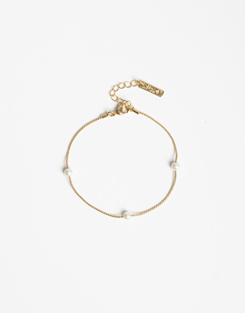 Pulseras Flexibles Perla Pulsera Flexible Bañada En Oro - Dorado