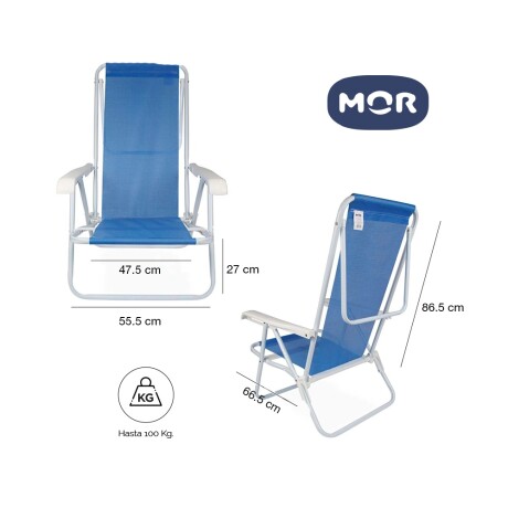 Reposera Silla Reclinable 8 Posiciones Acero Mor Sannet Azul