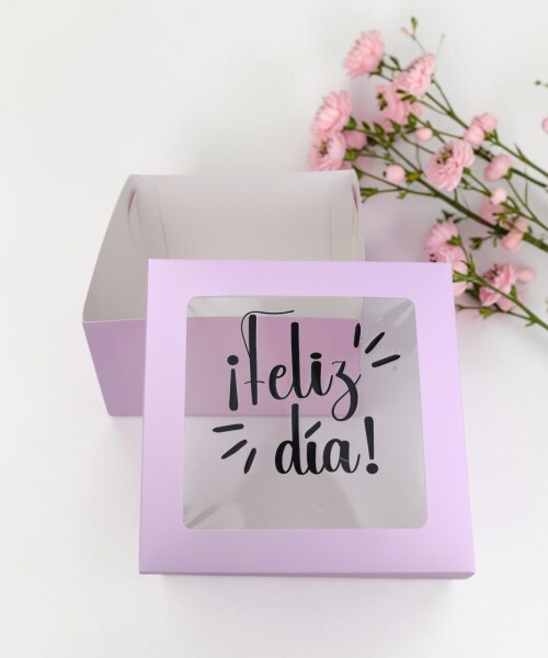 Caja 20x20x9,5 c/visor. LILA - FELIZ DIA