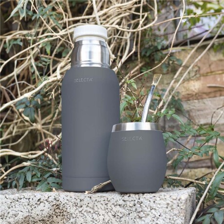 Kit Aqua de Termo 750Ml y Mate c/Tapa Acero Inox Doble Pared Gris