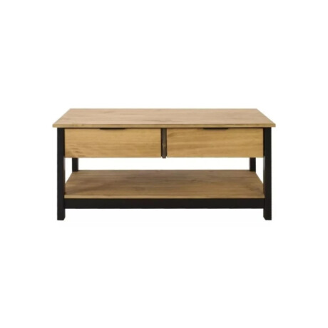 Mesa De Living Rustico Madera Maciza Linea Denise Miel/Negro