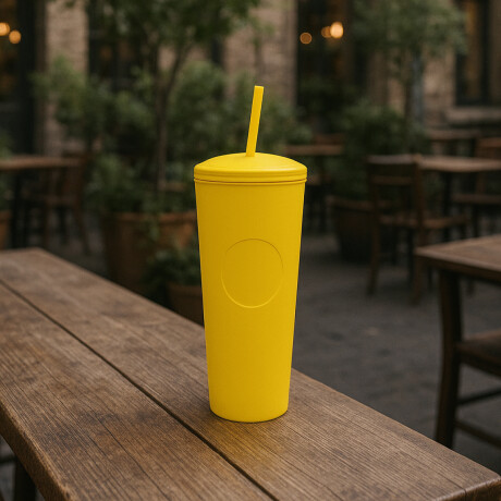Vaso Térmico Reutilizable con Sorbito Amarillo