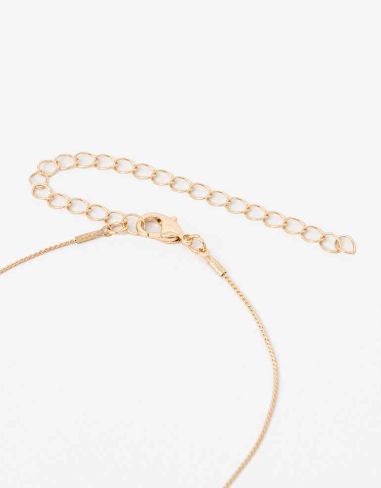 Cadena Corta con Dije Con Dijes Collar Con Dije Corazones Acrílico - Dorado
