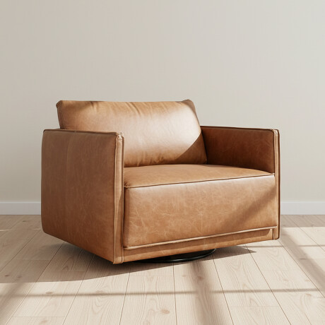 BUTACA 1 CUERPO CUERO-100-NATURAL MARRON ROMEO CAMEL