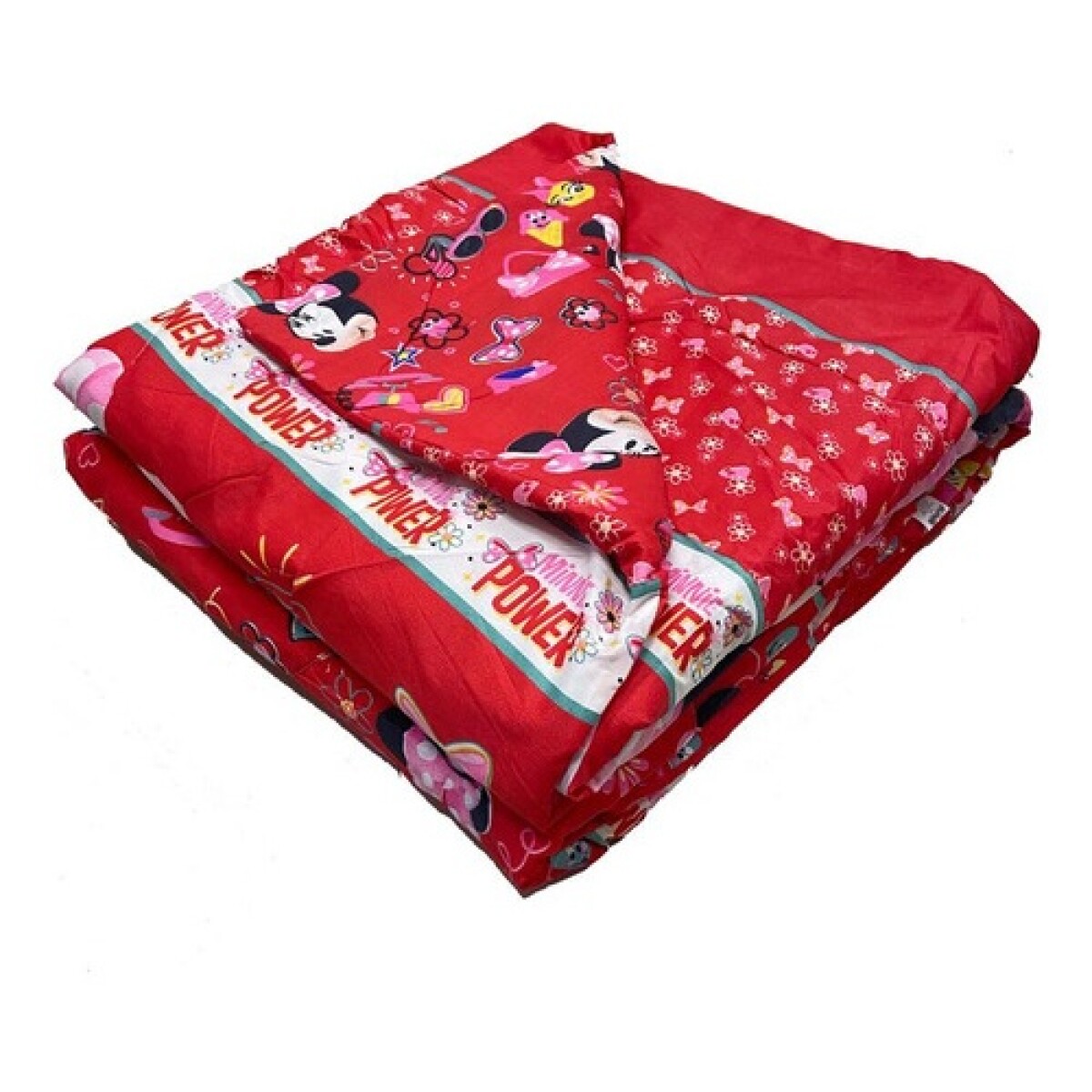 Acolchado reversible infantil 1 plaza en microfibra - Minnie/Rojo 