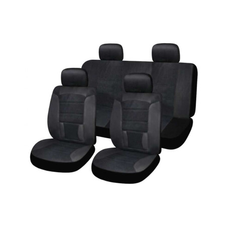 Cubreasientos De Tela Y Terciopelo Negro 11 Piezas