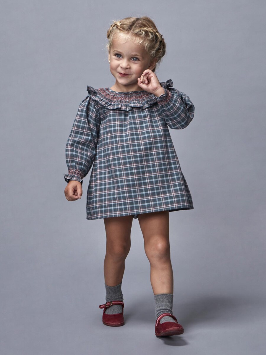 Vestido De Cuadro Petroleo