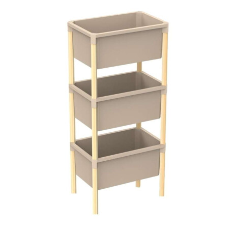 Estanteria 3 Contenedores 95X26X39Cms Madera Y Pp