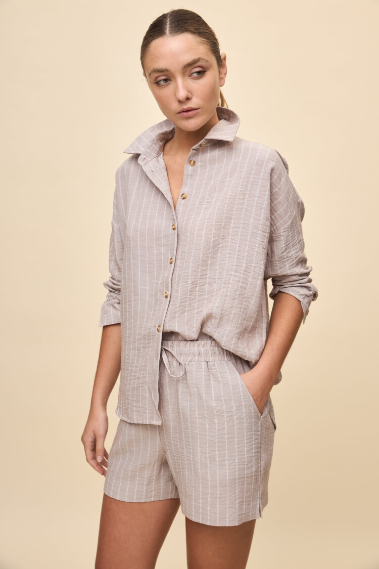 SHORT LALA STRIPED Tostado
