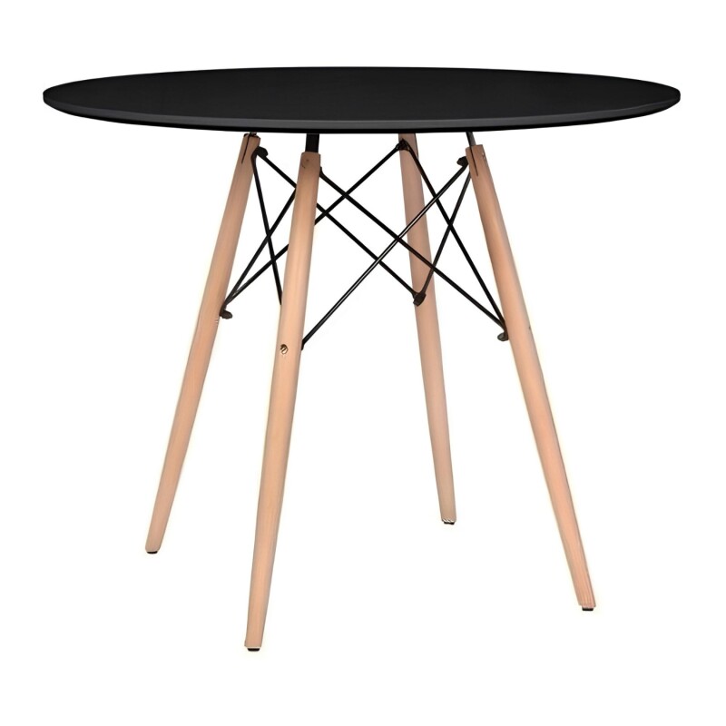 Juego de comedor Con Mesa Circular de 80 cm + 2 sillas Eames Acolchonadas Blanco