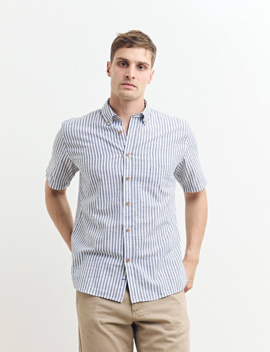 012635 CAMISA HARRINGTON LABEL Blanco/azul Osc