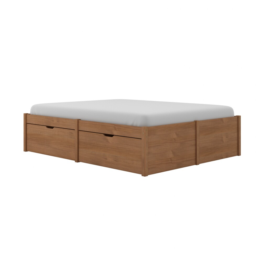 Cama Madera Maciza Con Cajones - 2 plazas - Linea Beauty Amendoa