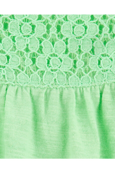 Vestido de algodón, tipo body, canesú con encaje Sin color