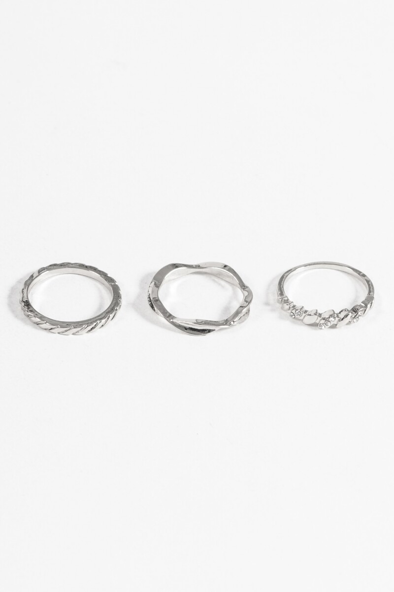 Set anillos wavy plateado