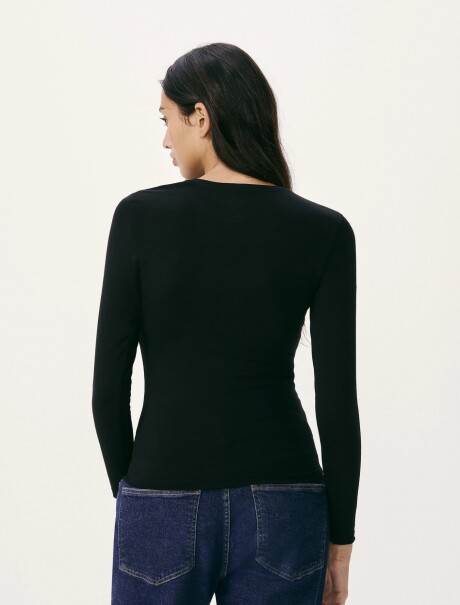 CAMISETA BÁSICA MANGA LARGA CON ELASTANO NEGRO