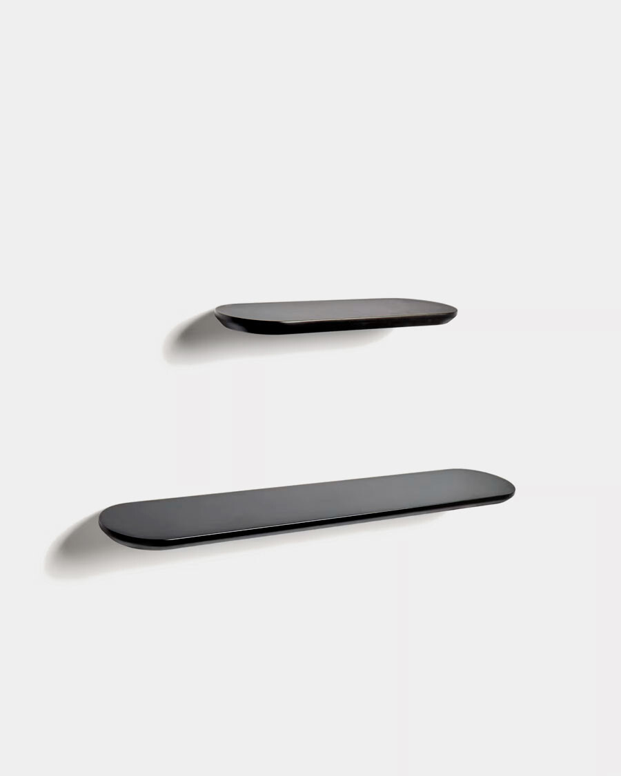 Set Arely de 2 estantes de MDF con acabado lacado negro 30 cm / 55 cm