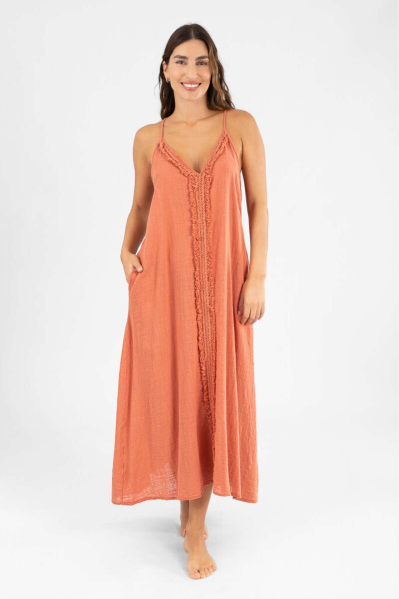 Vestido desflecado toscana - Ladrillo 