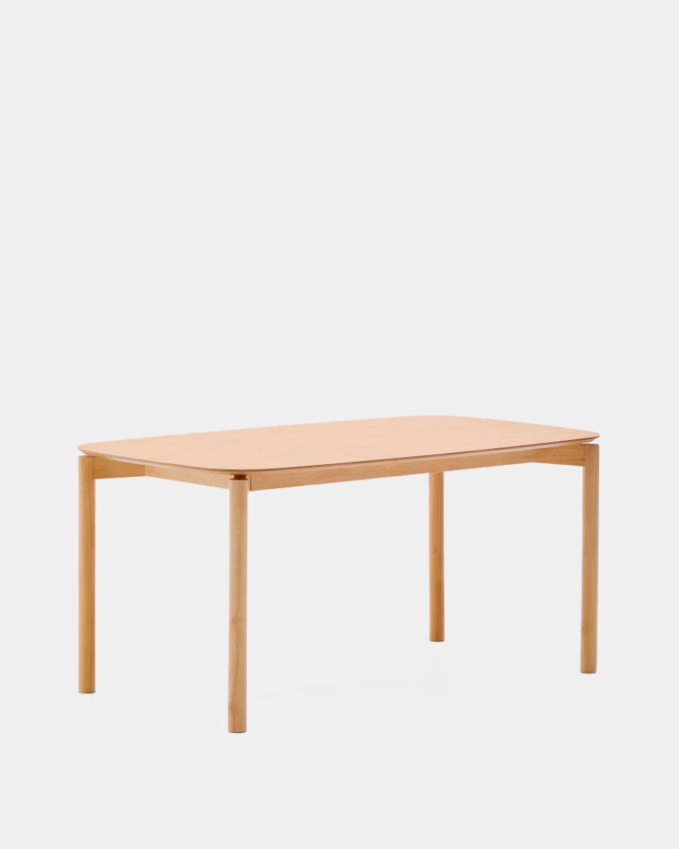 Mesa Indara de chapa de fresno con acabado tono natural 160 x 90 cm 