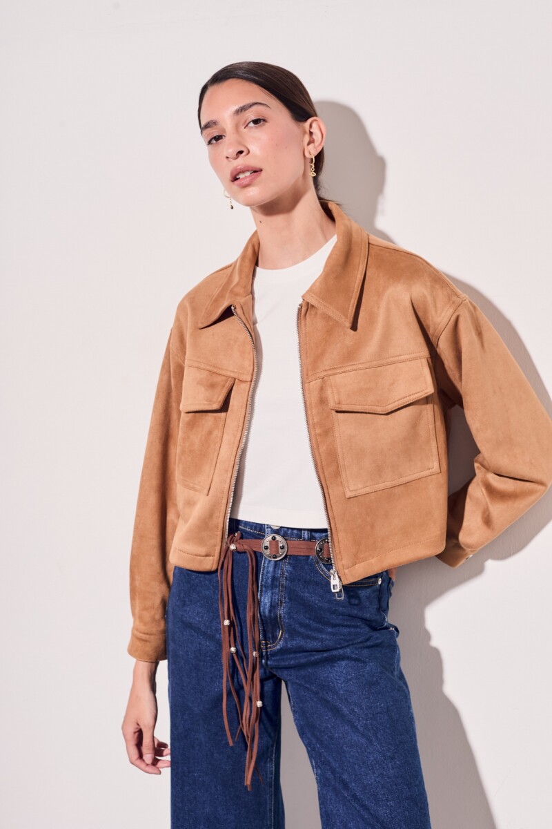 Campera Gamuza Cuero Vegano Whisky