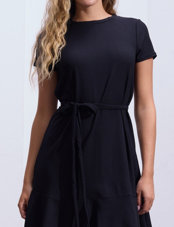 Vestido Lazo Texturado NEGRO
