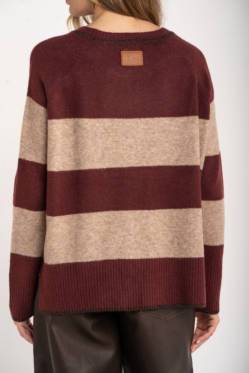 Sweater Rayado Bordeaux